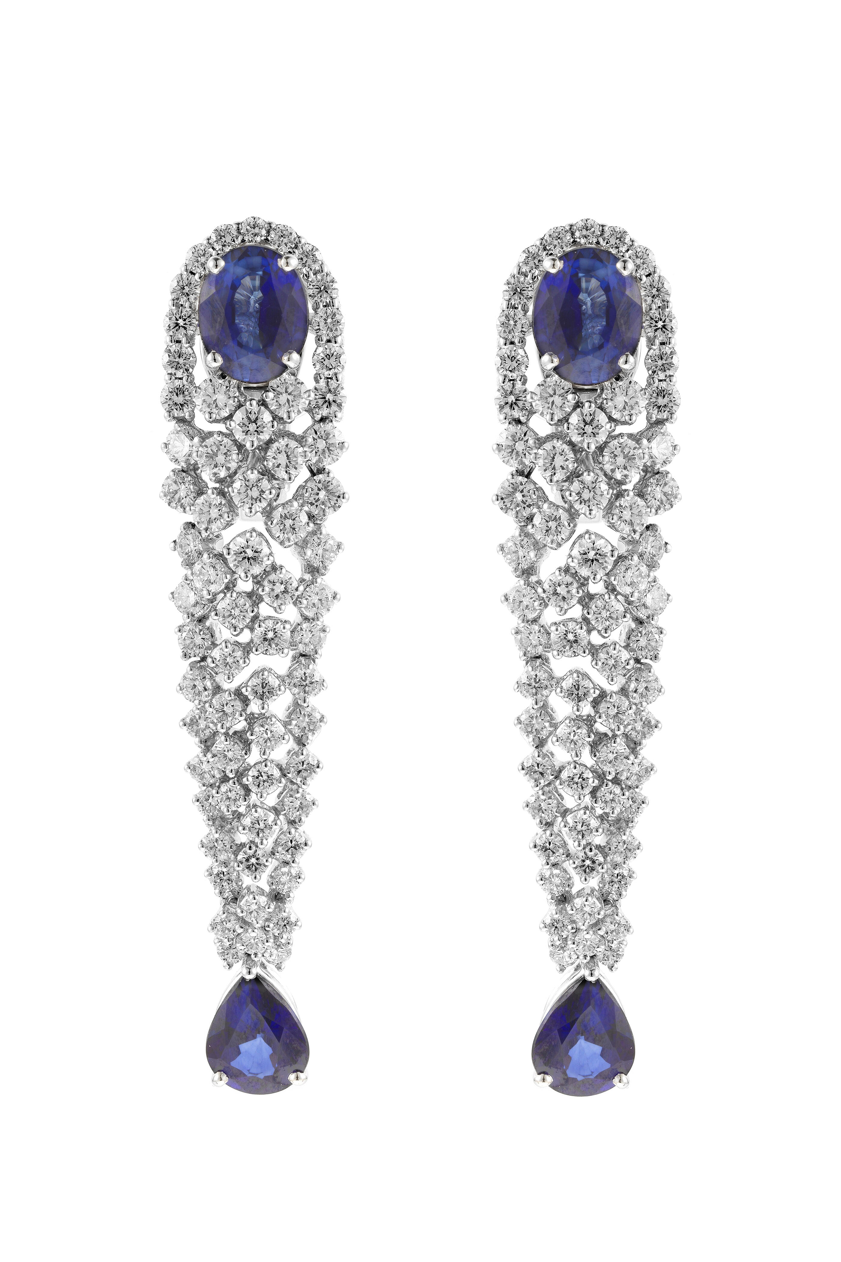 Yeprem Reign Supreme Sapphire Diamond Drop Earrings