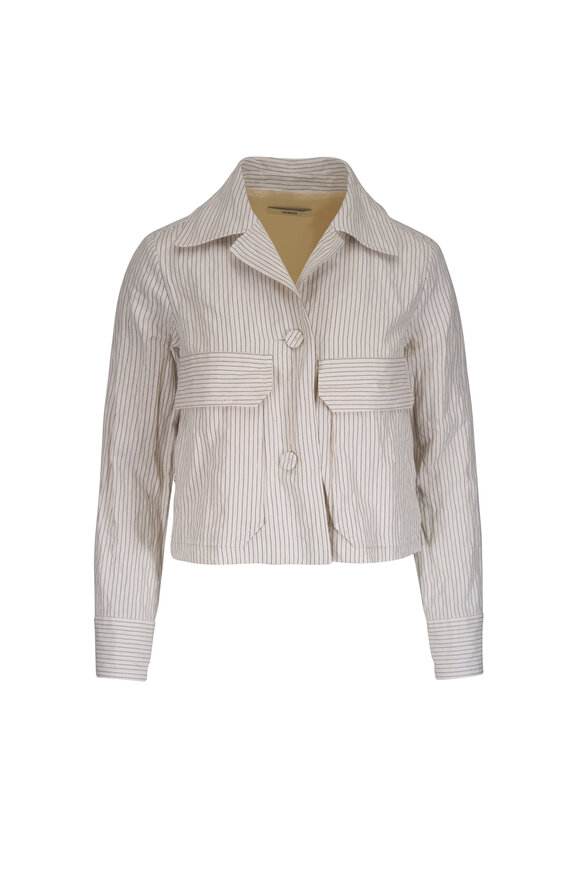Odeeh Ivory Pin Stripe Gabardine Jacket - view 1