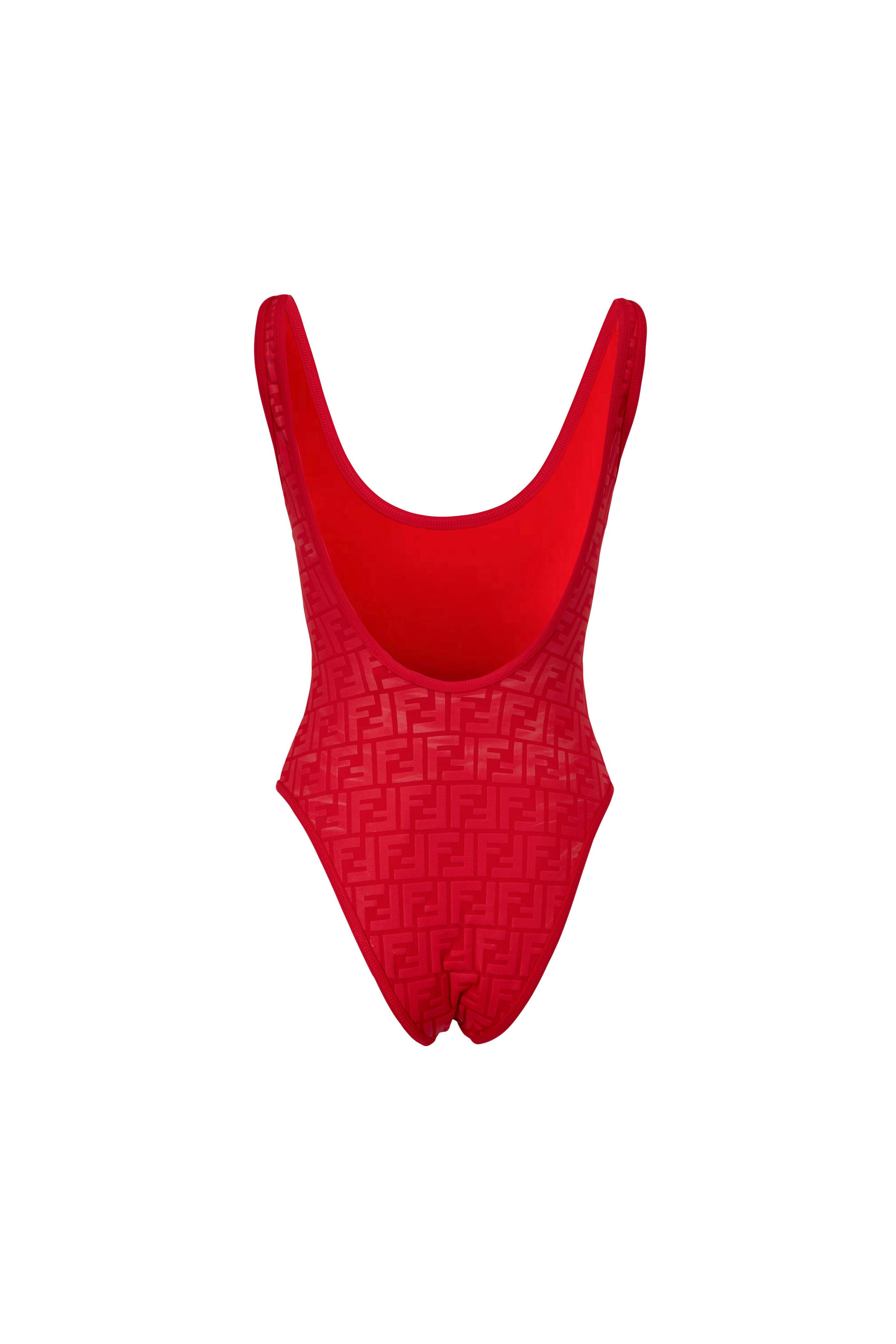 Fendi - Red Embossed FF Bathing Suit