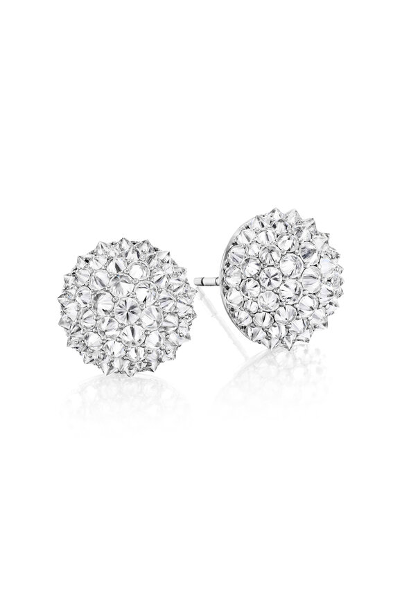 Nam Cho 18k White Gold Diamond Half Ball Stud Earring - view 1