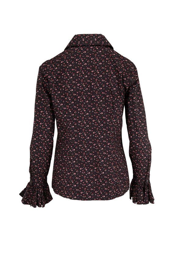 Michael Kors Collection - Black & Rosewood Bell Cuff Button Down