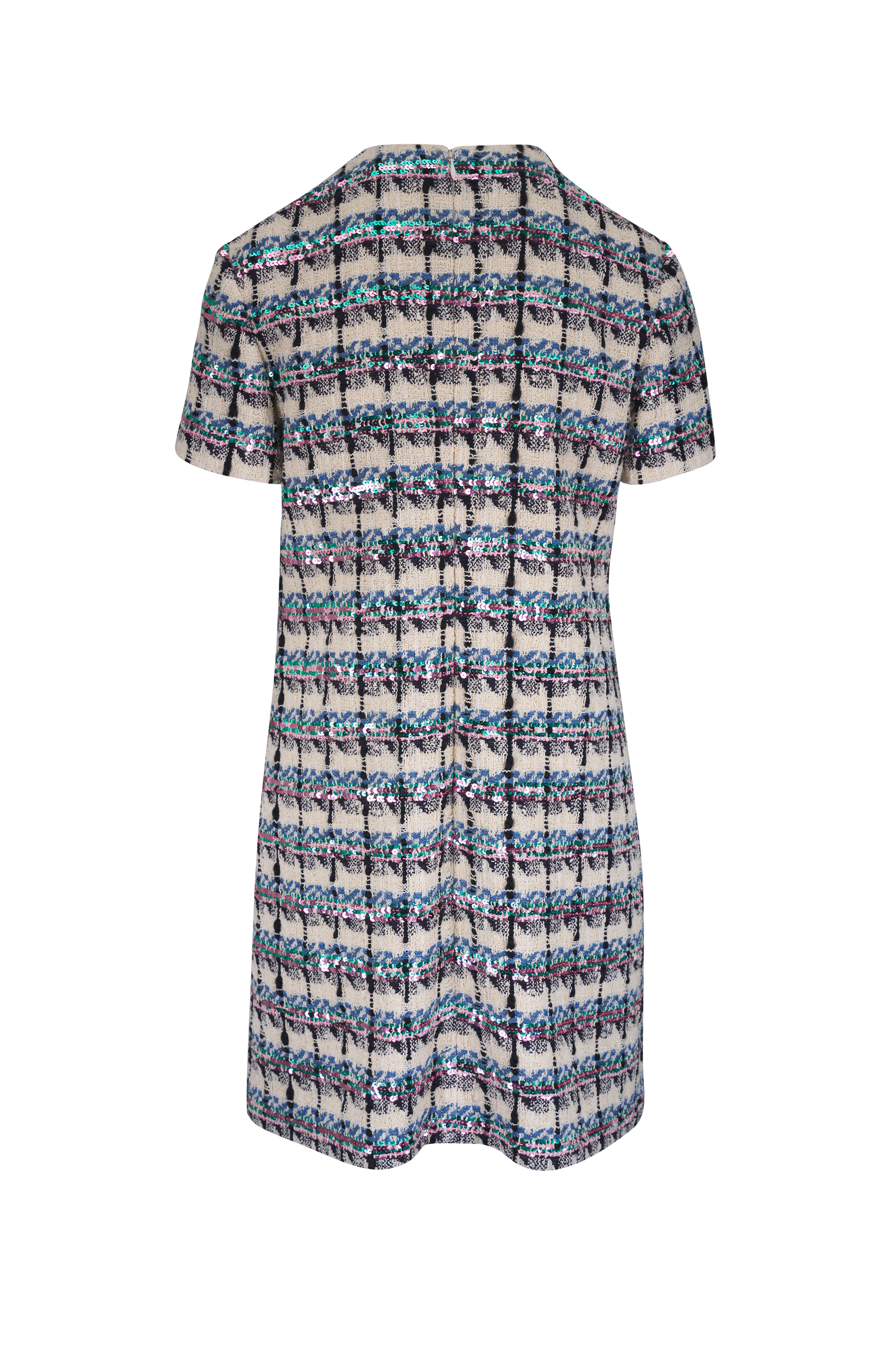 Valentino - Ivory Multi Sequin Embroidered Tweed Mini Dress