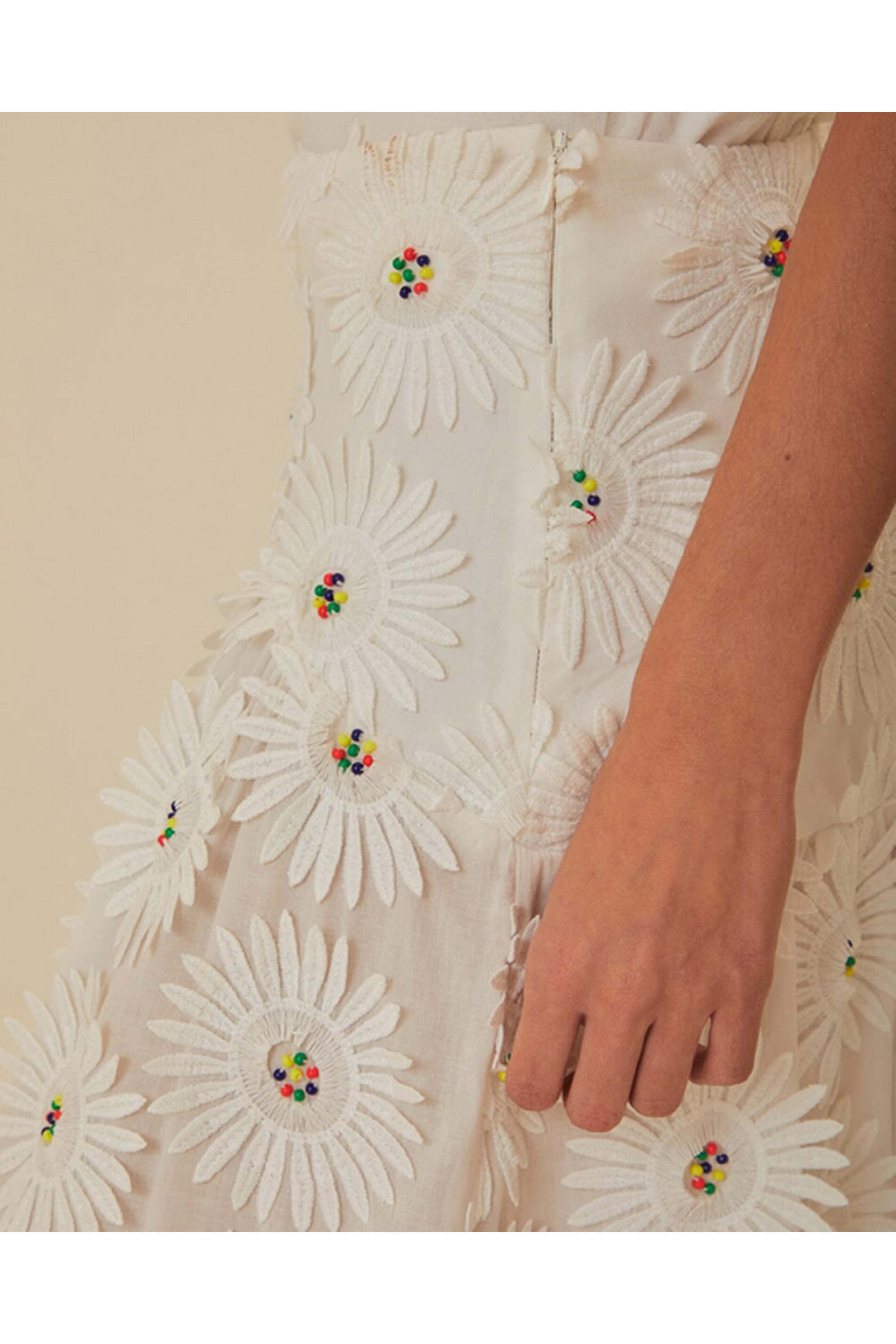 Farm Rio - White Daisy Maxi Skirt