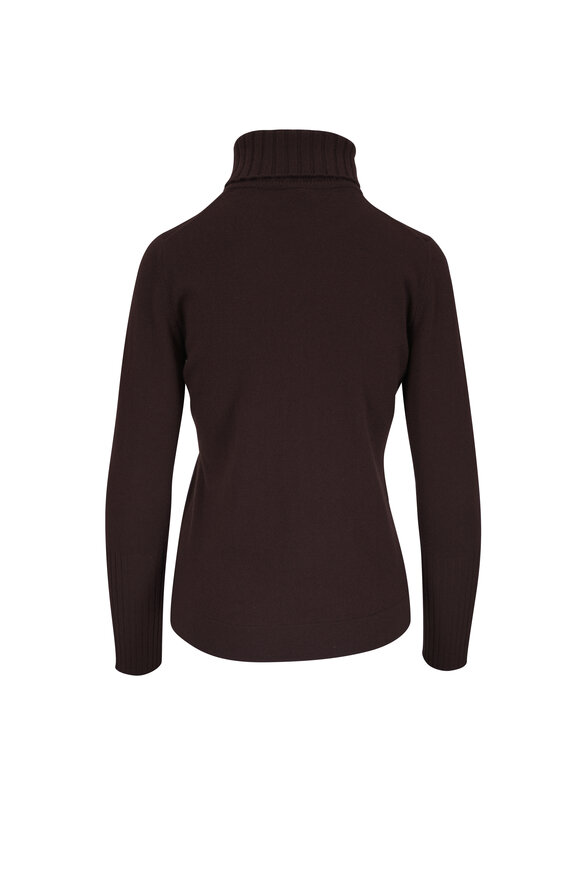 Kinross Chocolate Cashmere Chunky Trim Sweater - view 3