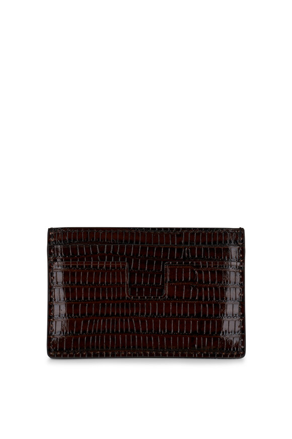 Tom Ford - Brown Embossed Patent Leather Card Case 