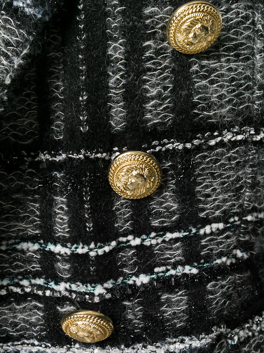 Balmain - Gray & Black Tweed Plaid Jacket
