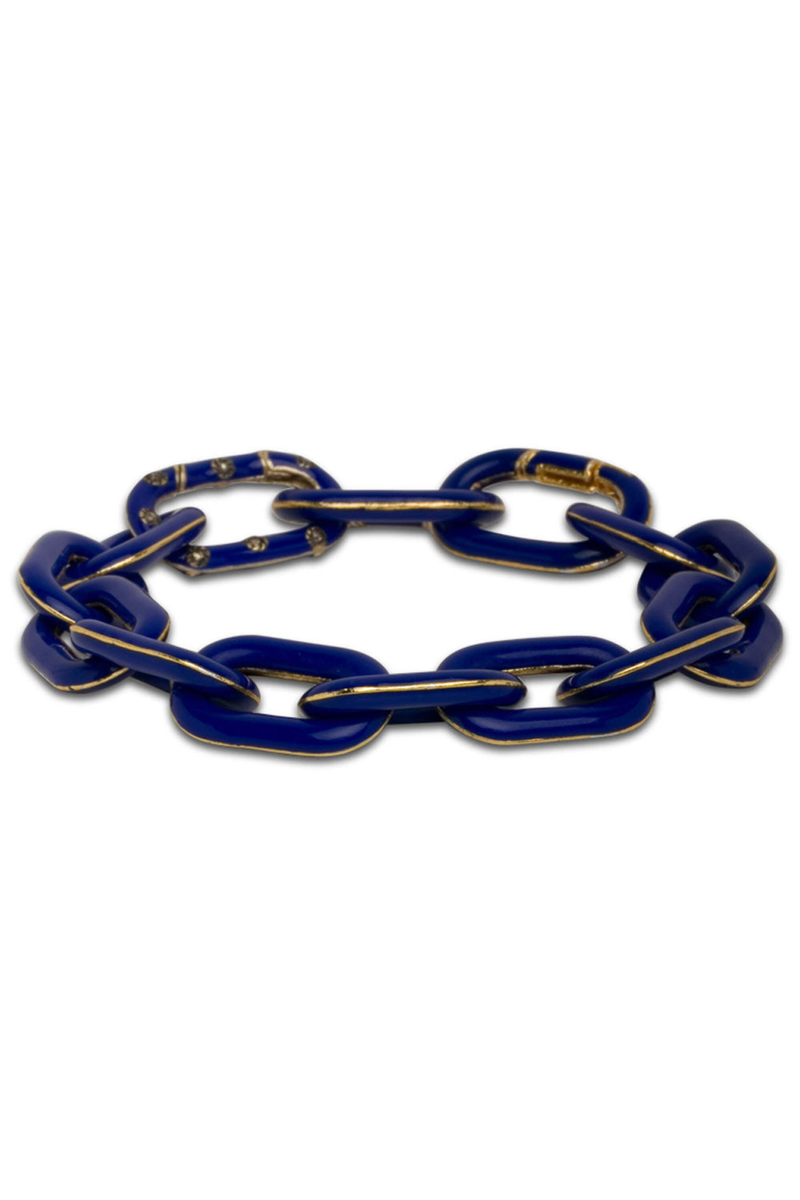 Royal Nomad Jewelry - Cobalt Blue Enamel and Diamond Link Bracelet