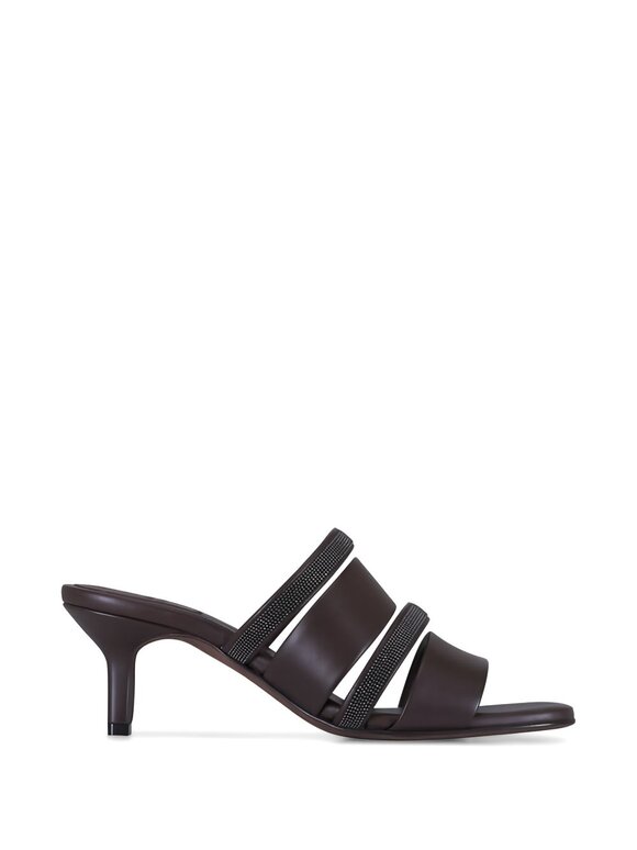 Brunello Cucinelli Dark Brown Leather Monili Strap Sandal, 50mm - view 5