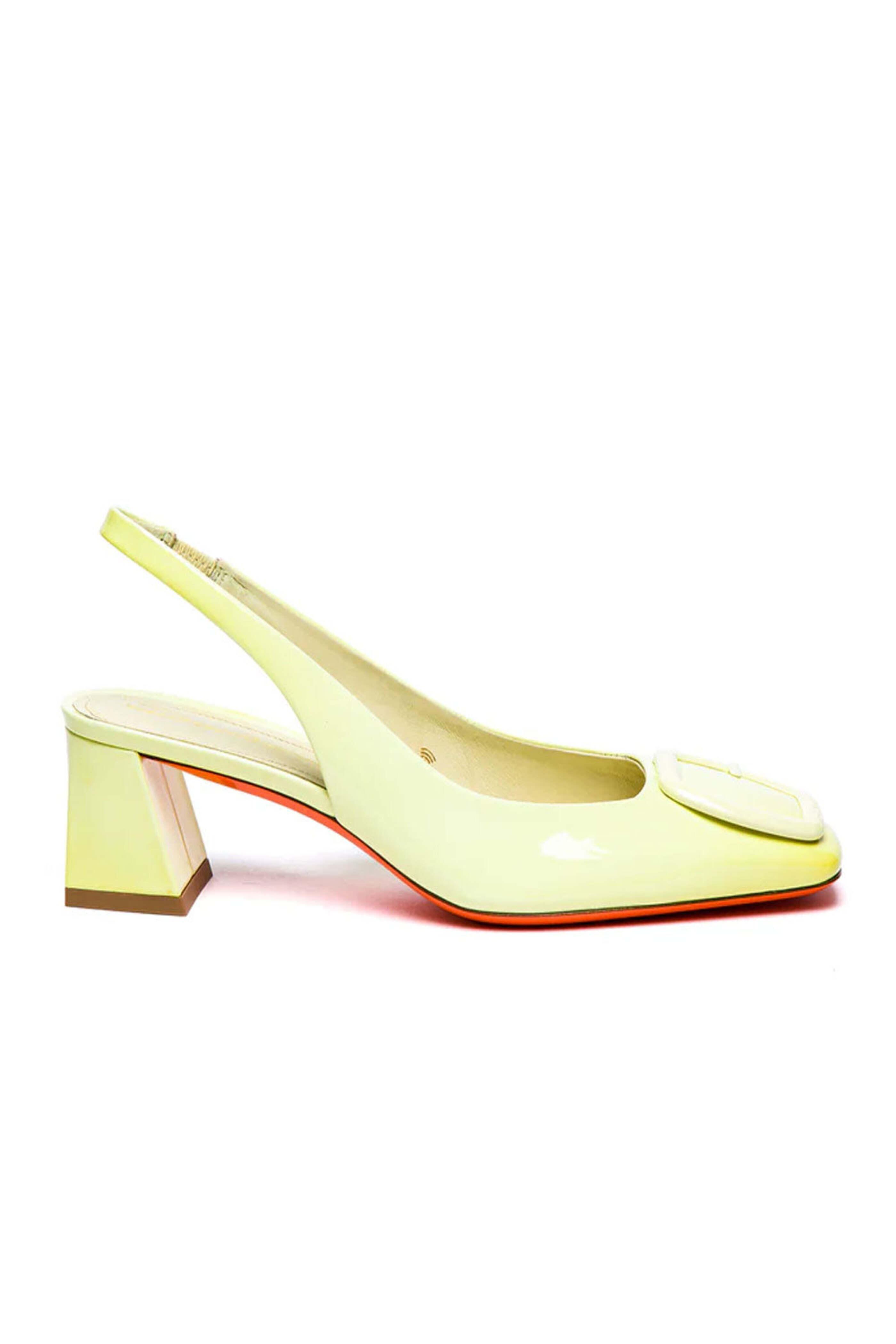 Santoni - Lemon Slingback Low Block Heel in Yellow