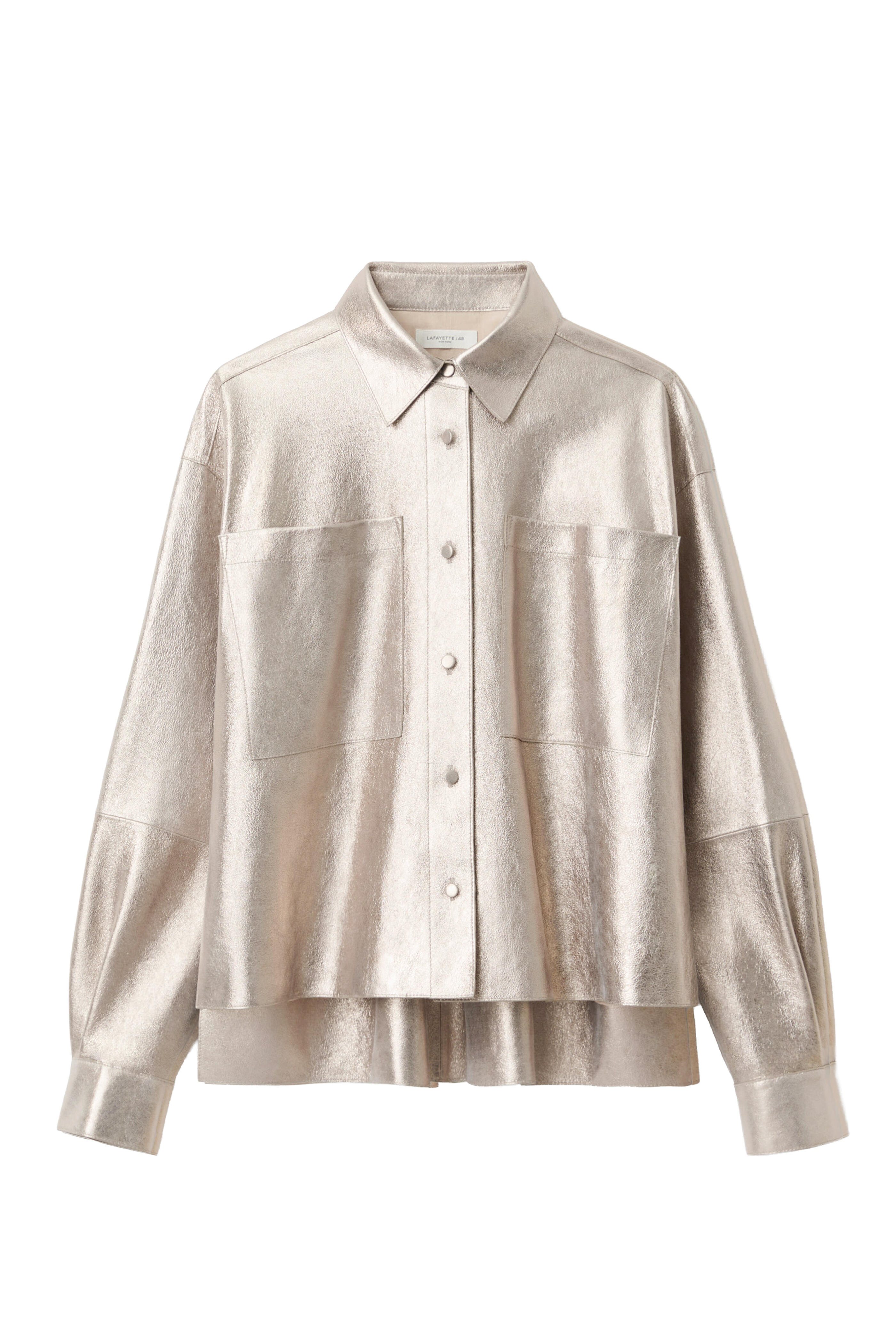 Lafayette 148 New York - Metallic Stardust Suede Oversized Boyfriend Shirt