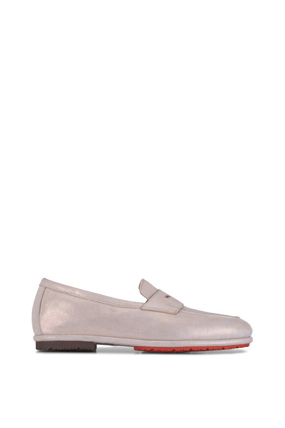 Santoni Carla Gold Suede Penny Loafer - view 2