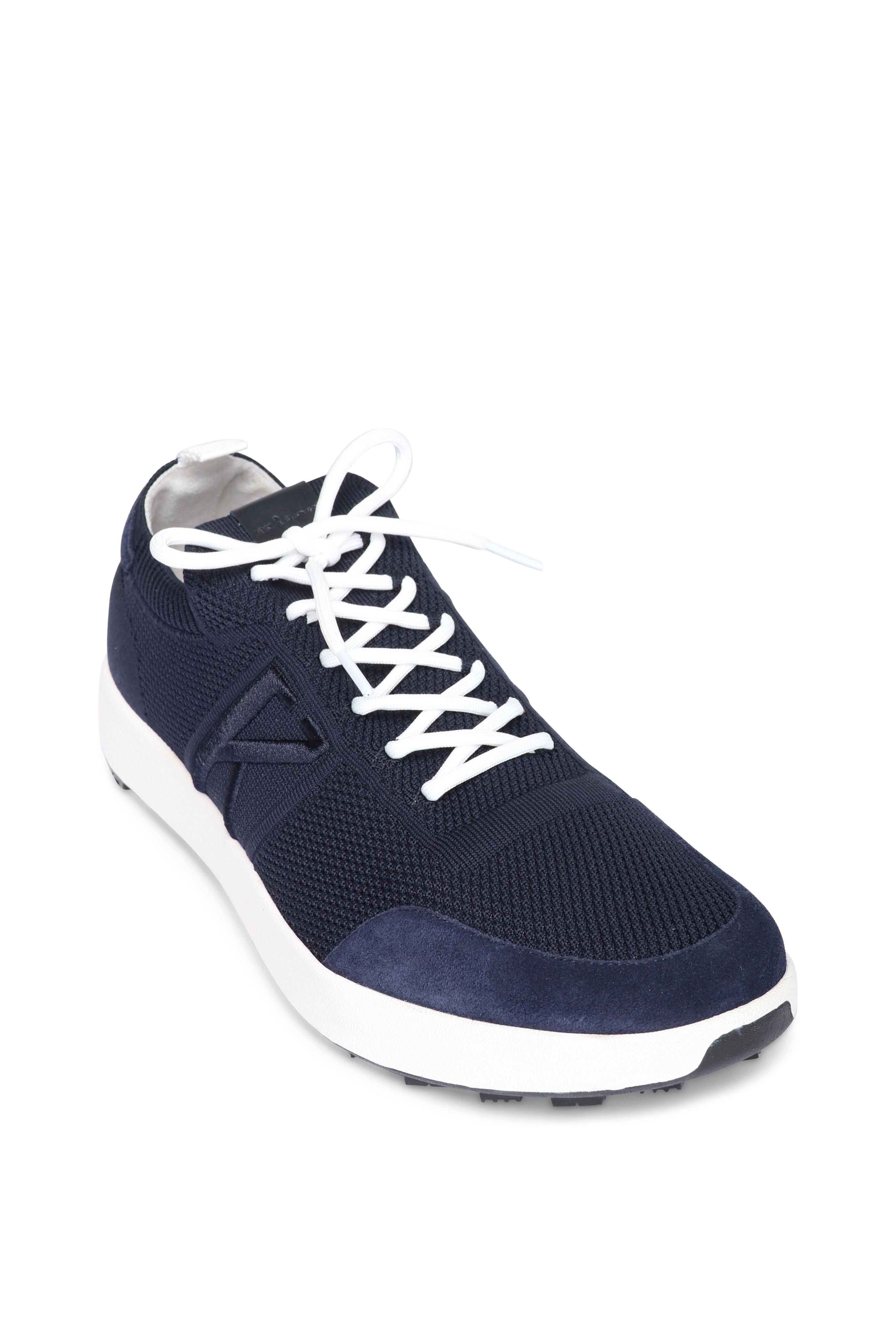 Kiton - Navy Knit Embroidered Golf Sneaker