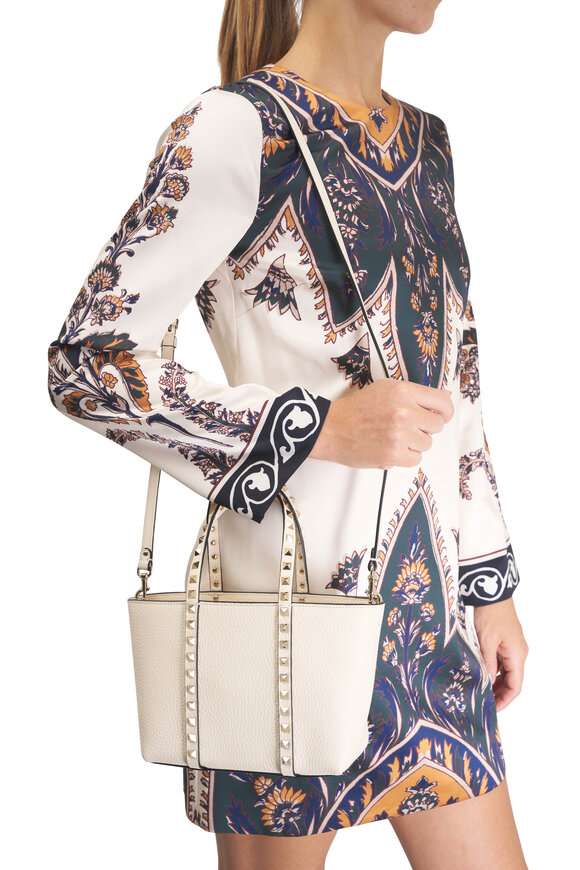 Valentino Garavani Mini Rockstud Ivory Leather Tote - view 2
