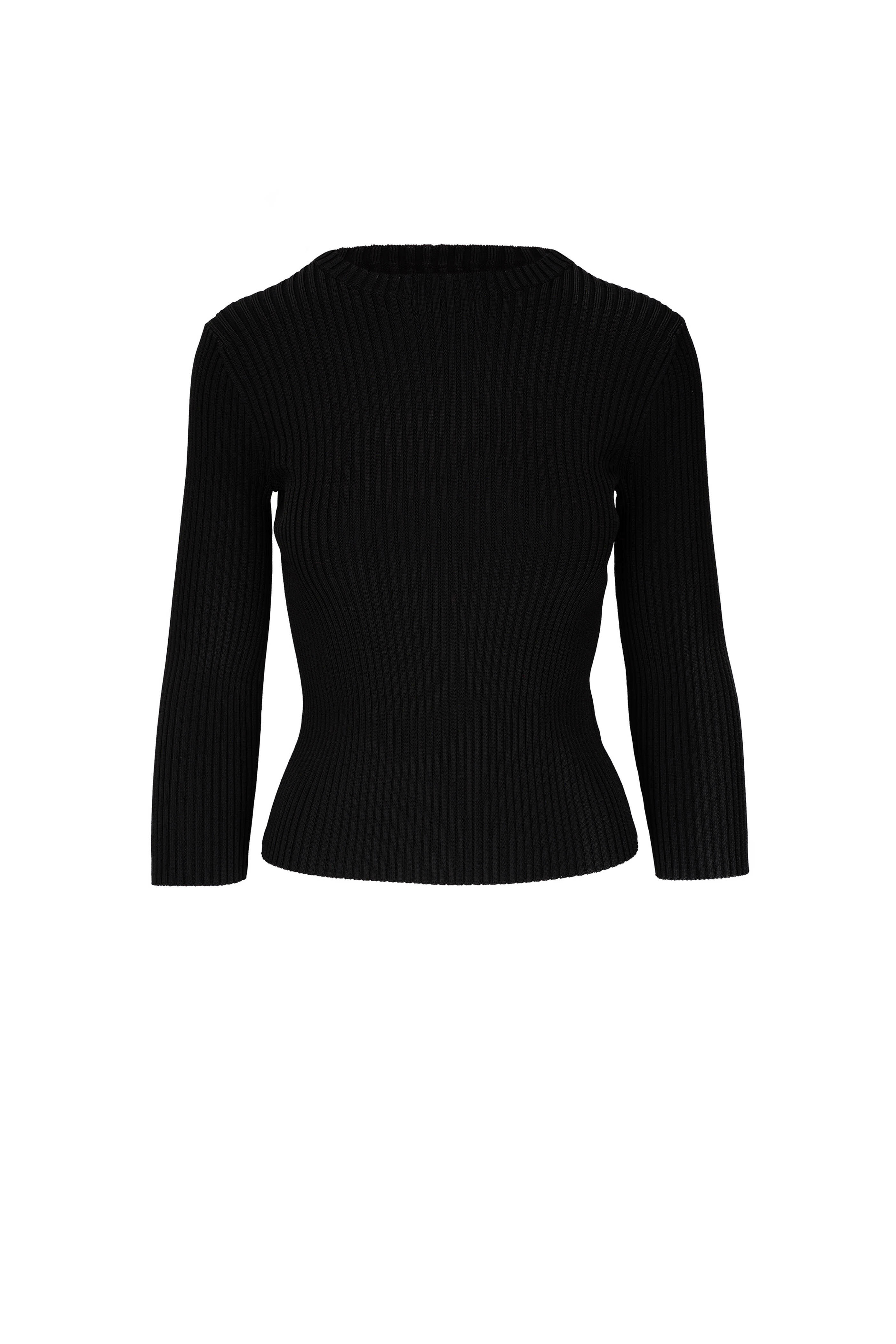 Vince Black Ribbed Boatneck Top Mitchell Stores