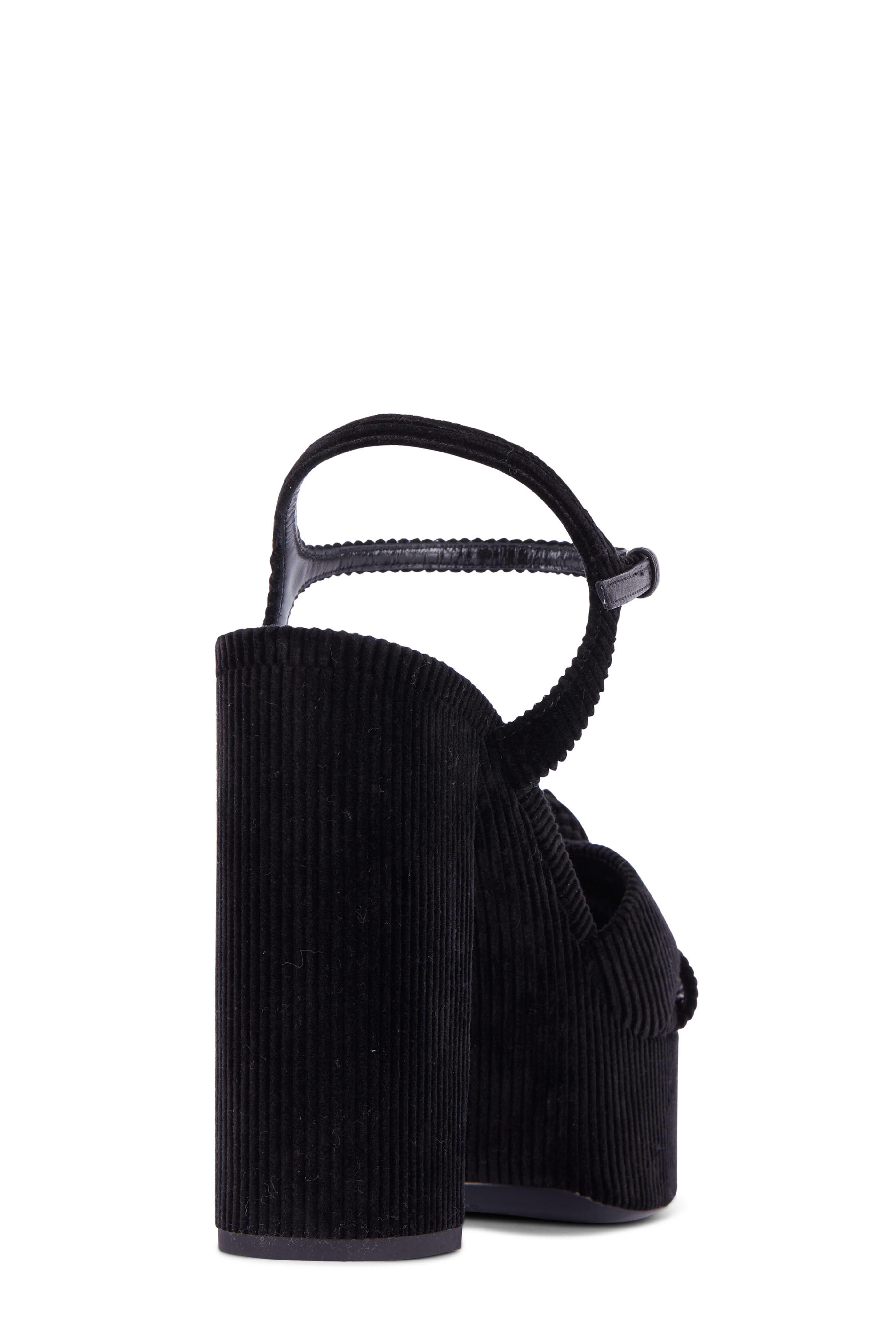 Saint Laurent - Bianca Black Corduroy Platform Sandal, 85mm