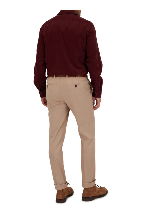 Brunello Cucinelli - Burgundy Thin Corduroy Sport Shirt