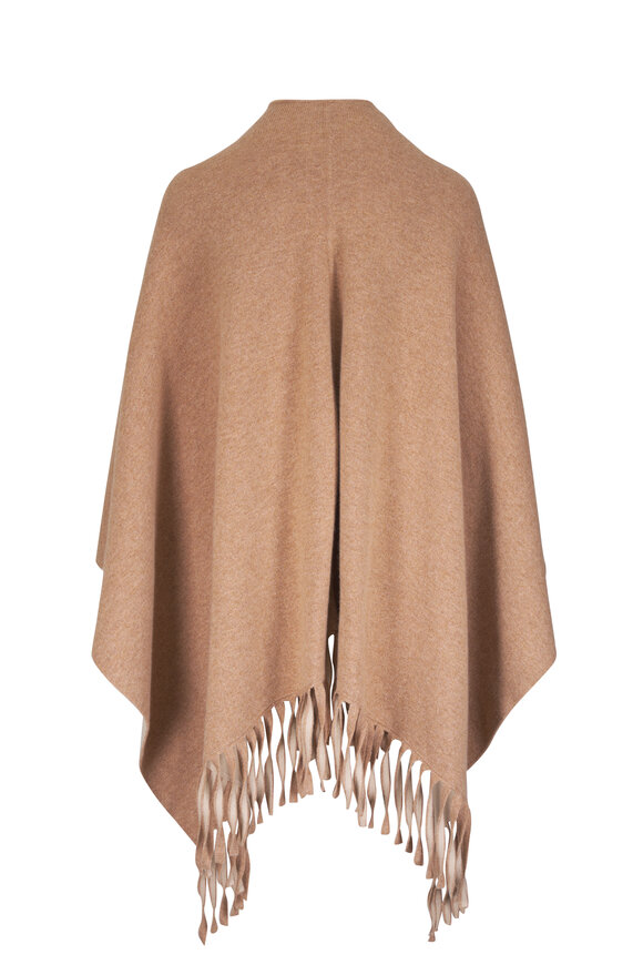 Akris Camel & Beige Cashmere Fringed Reversible Cape - view 2