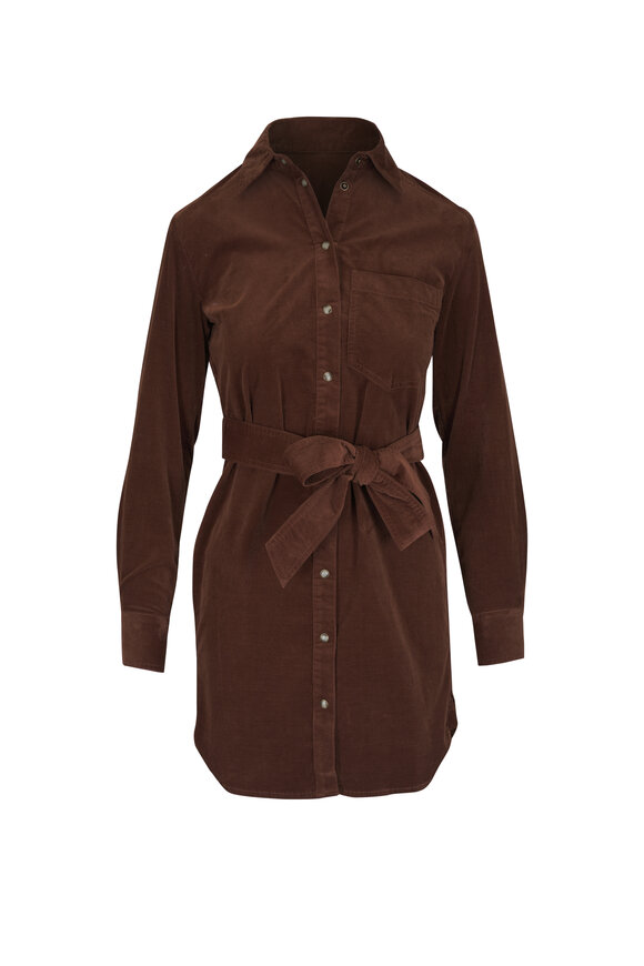 Veronica Beard Ryan Dark Cocoa Corduroy Belted Mini Dress