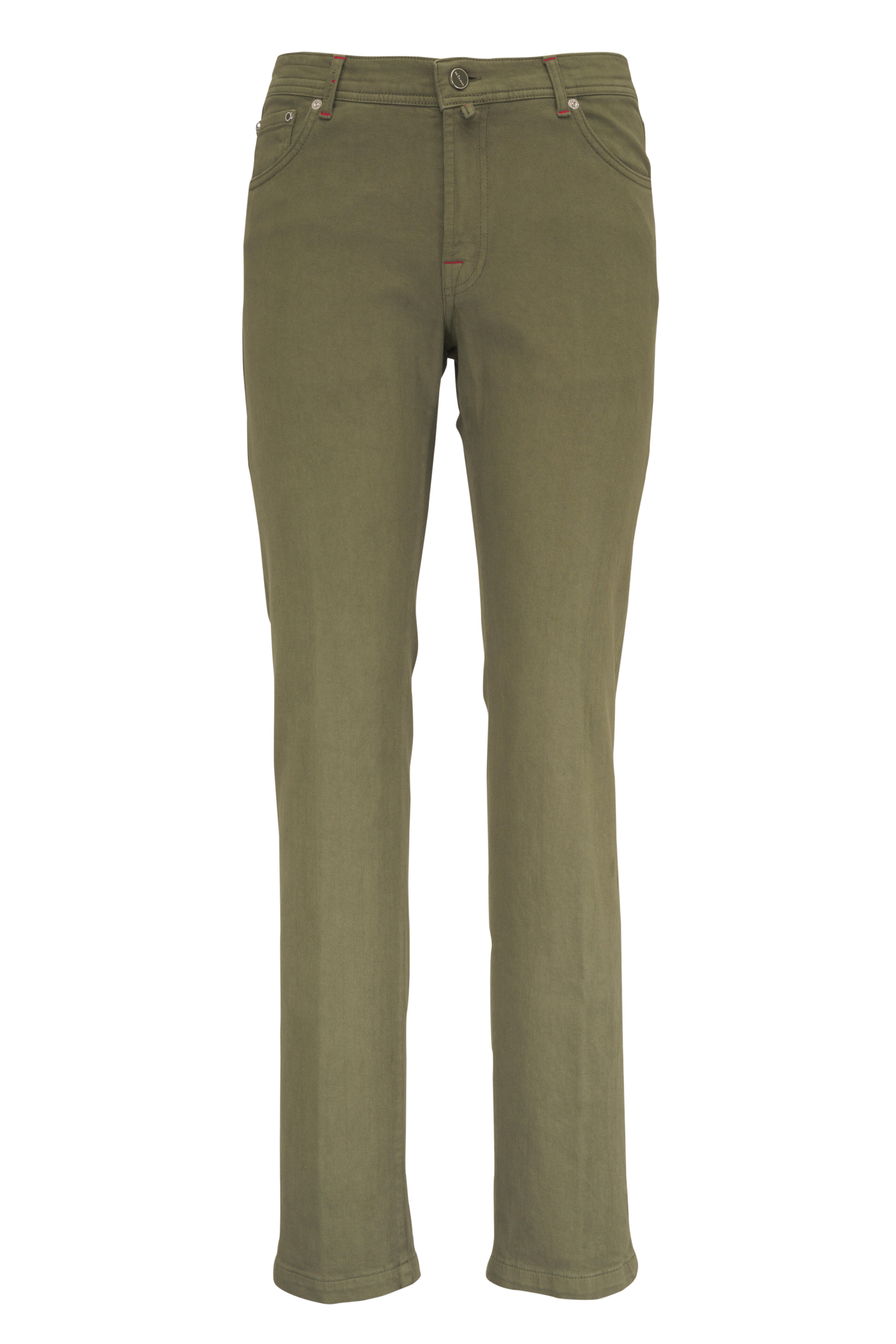 Kiton - Olive Green Five Pocket Denim Pant - view 1