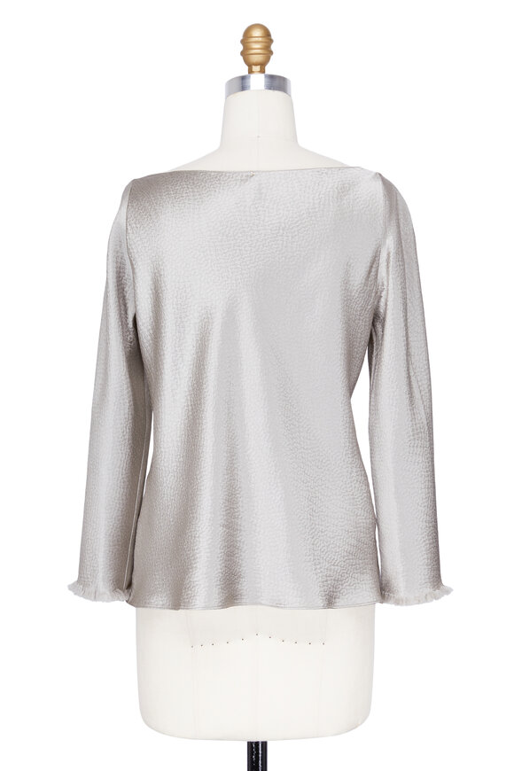 Peter Cohen - Silver Hammered Silk Frayed Detail Blouse