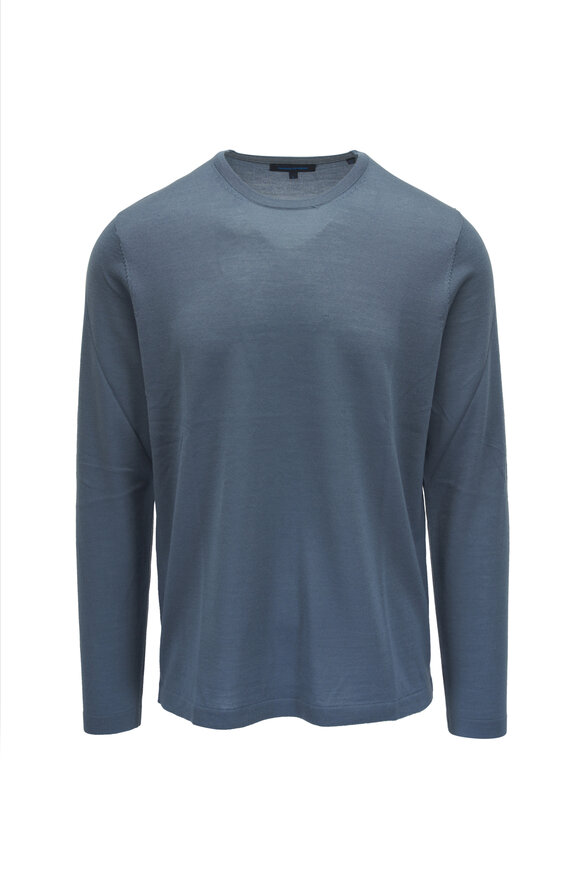 Patrick Assaraf Slate Merino Wool Crewneck Sweater