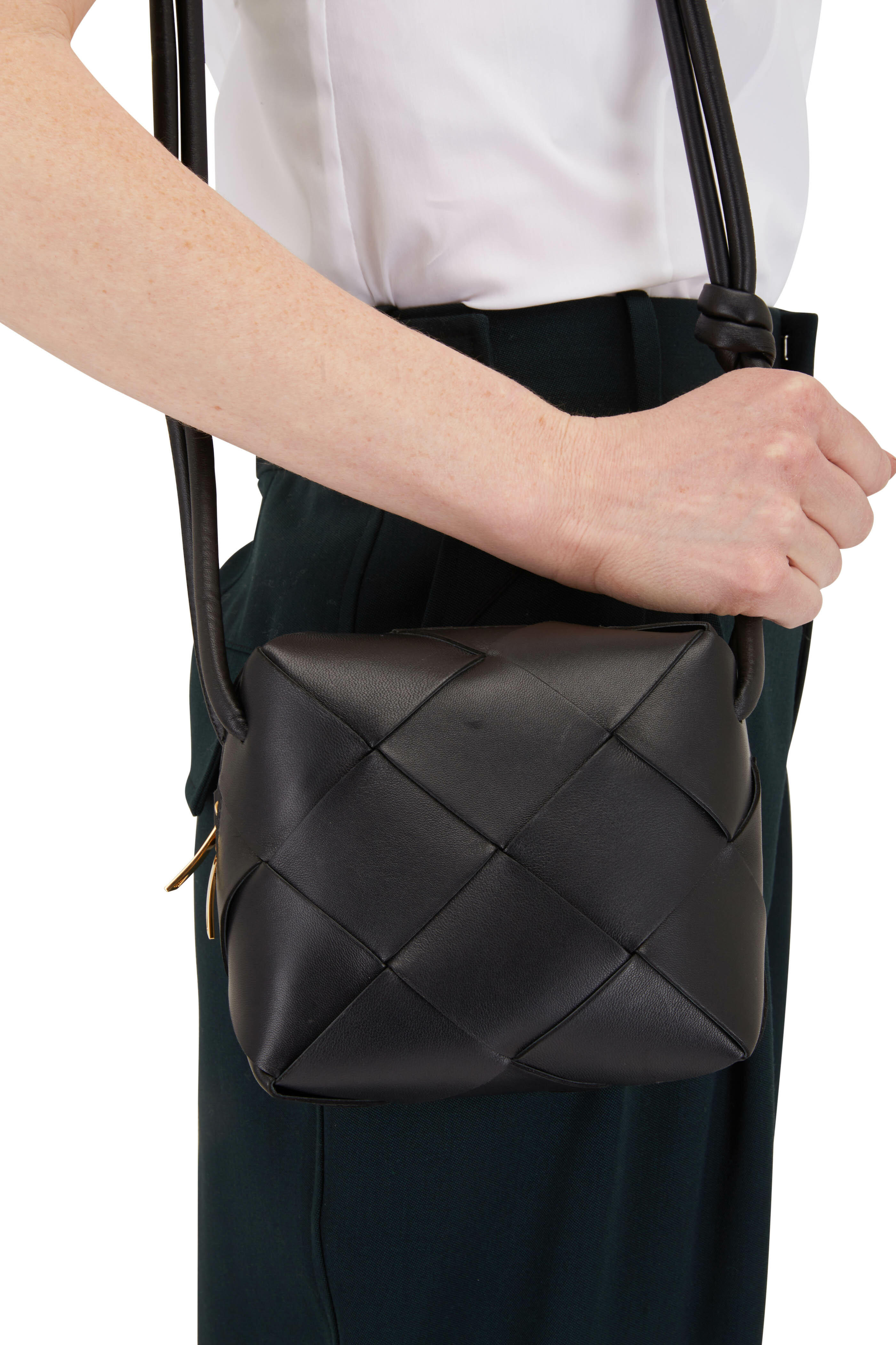 Bottega Veneta - Black Woven Leather Mini Camera Bag