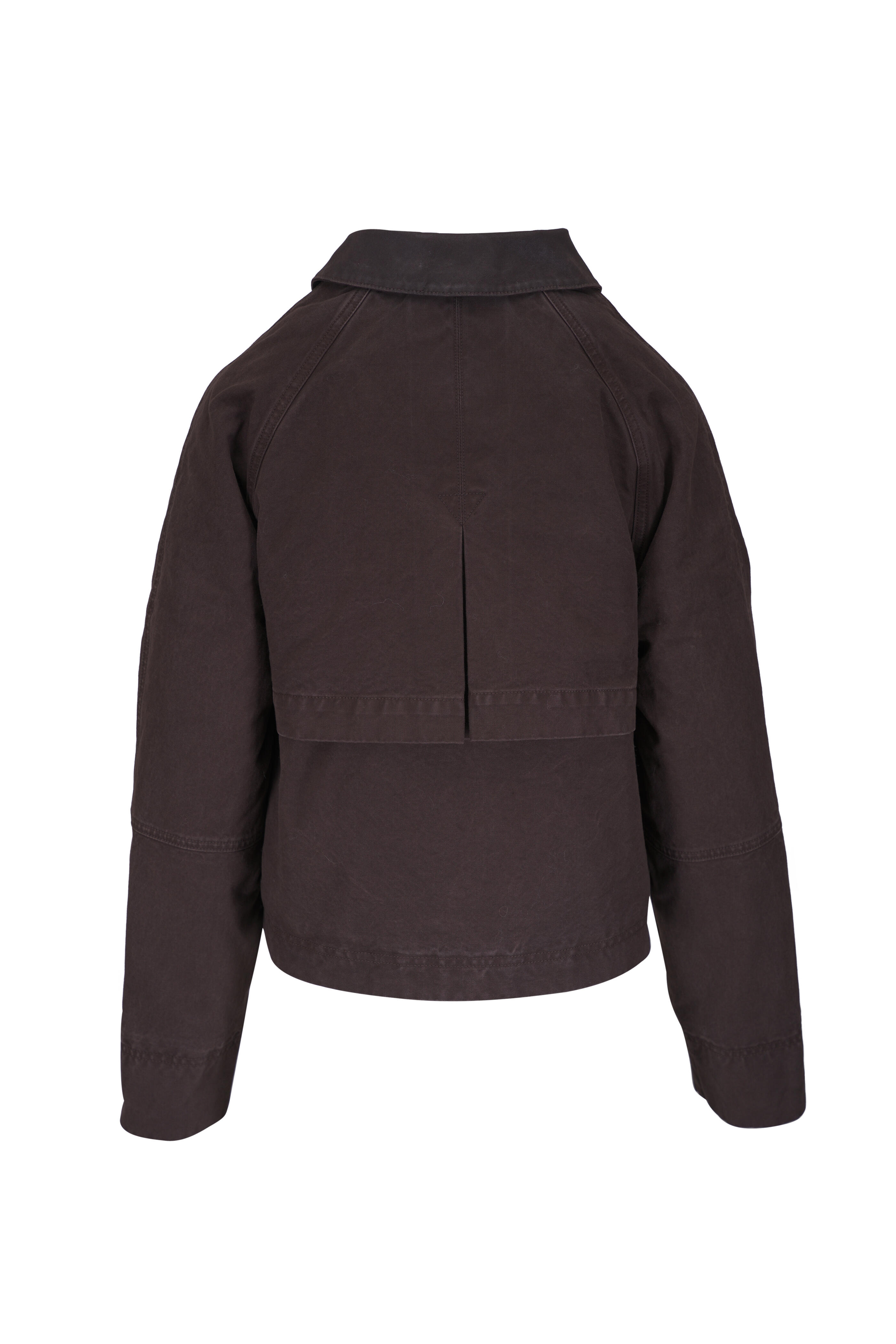 Veronica Beard - Arlo Dark Umber Coated Canvas Cropped Chore Jacket