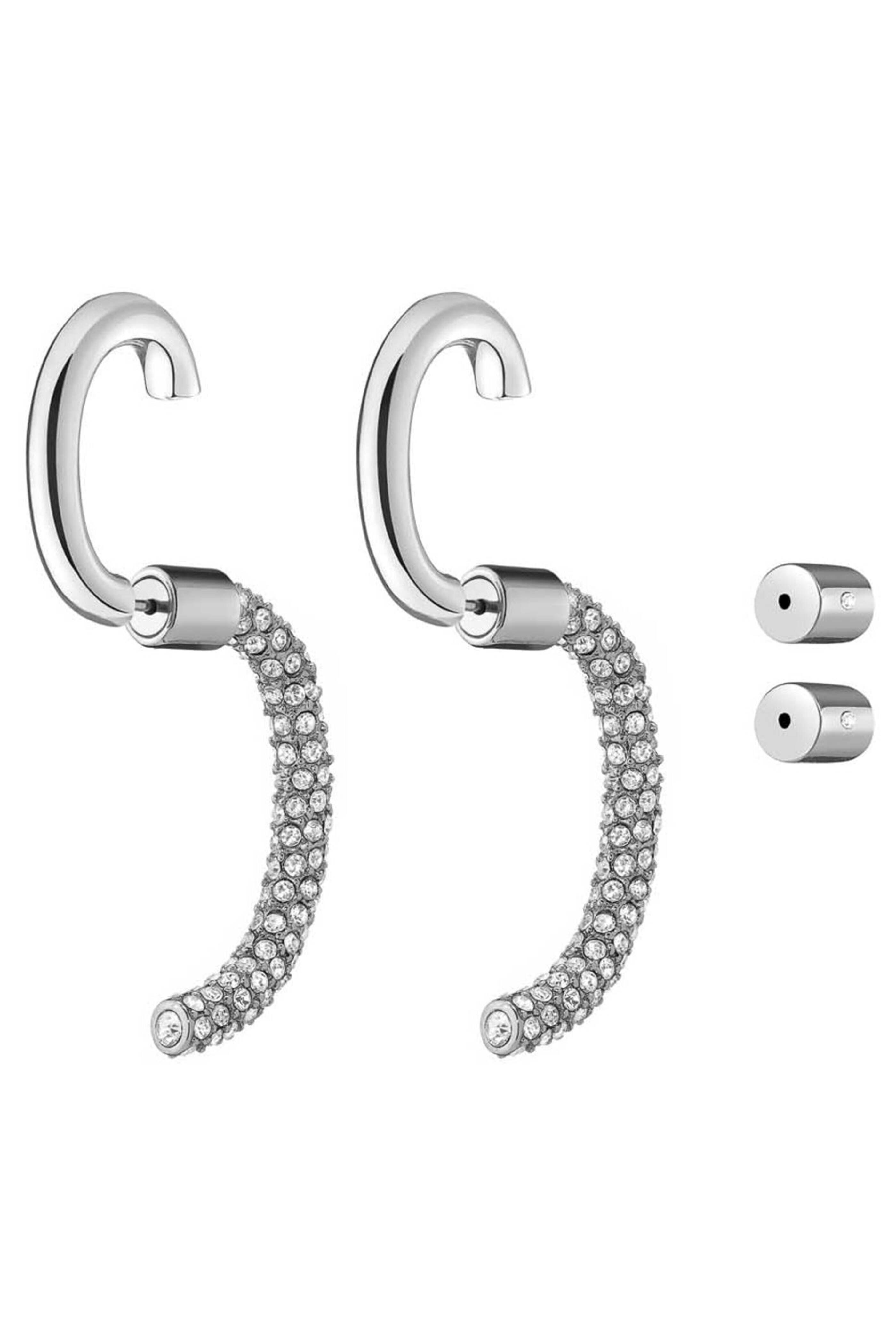 Demarson - Silver Swarovski Crystal Luna Convertible Hoops