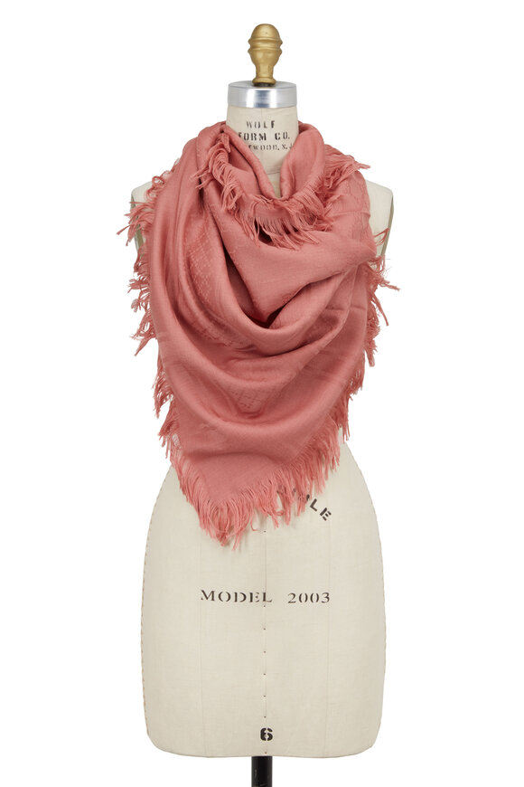 Gucci - Pink GG Jacquard Wool & Silk Shawl 