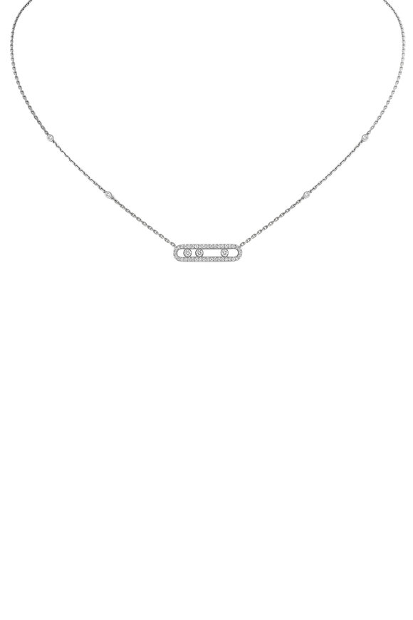 Messika - 18K White Gold Baby Bar Necklace