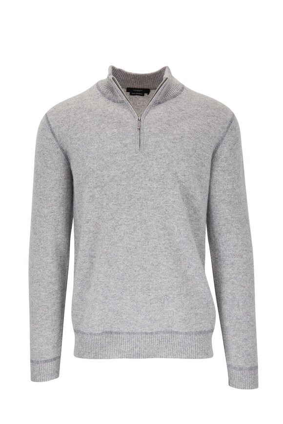 Kinross - Light Gray Cashmere Quarter-Zip Pullover