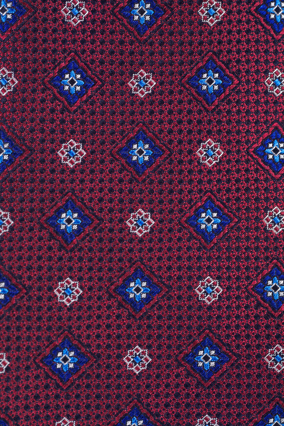 Canali Rust Geometric Silk Necktie - view 2