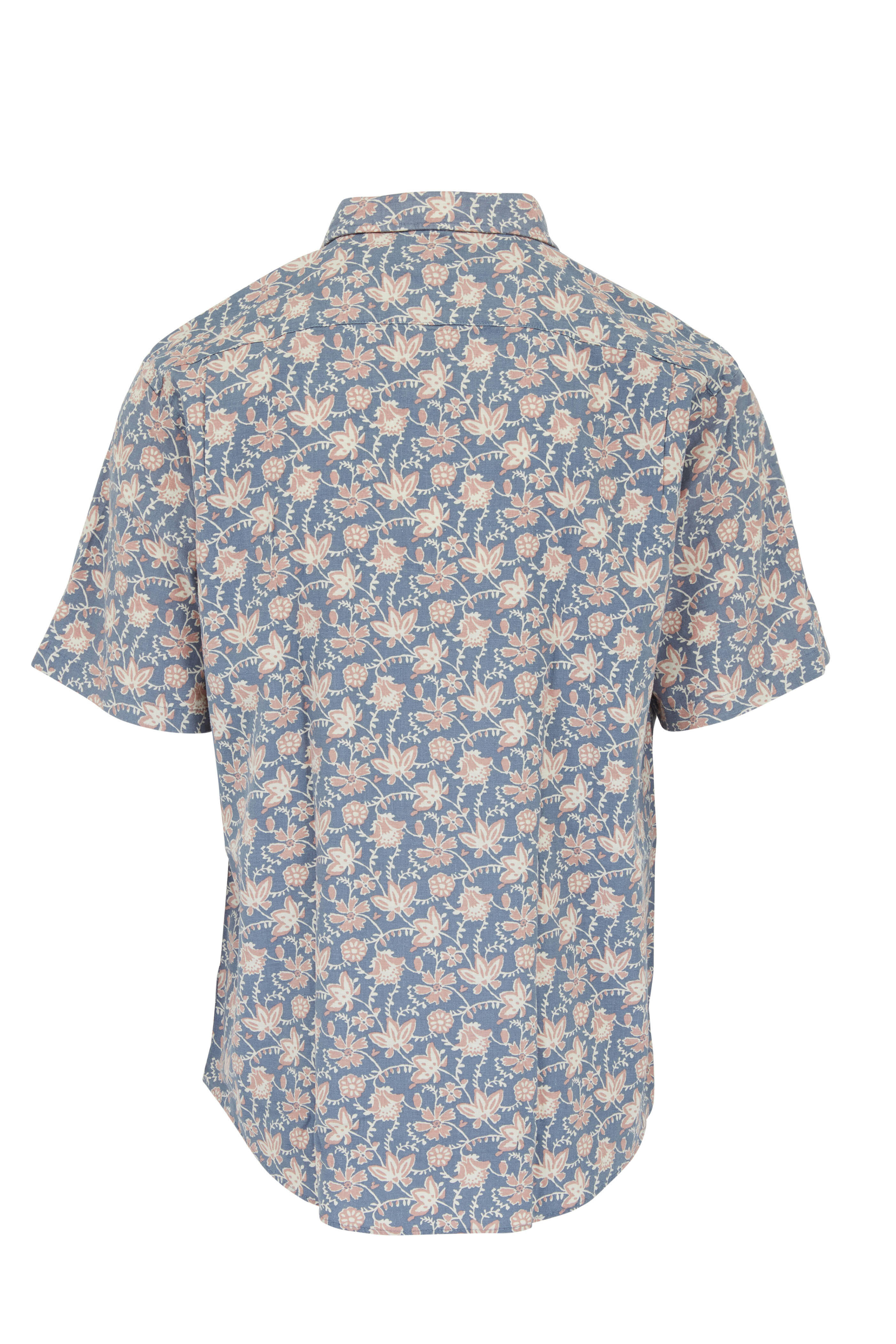Faherty Brand - Blue Faded Floral Batik Short Sleeve Breeze Shirt