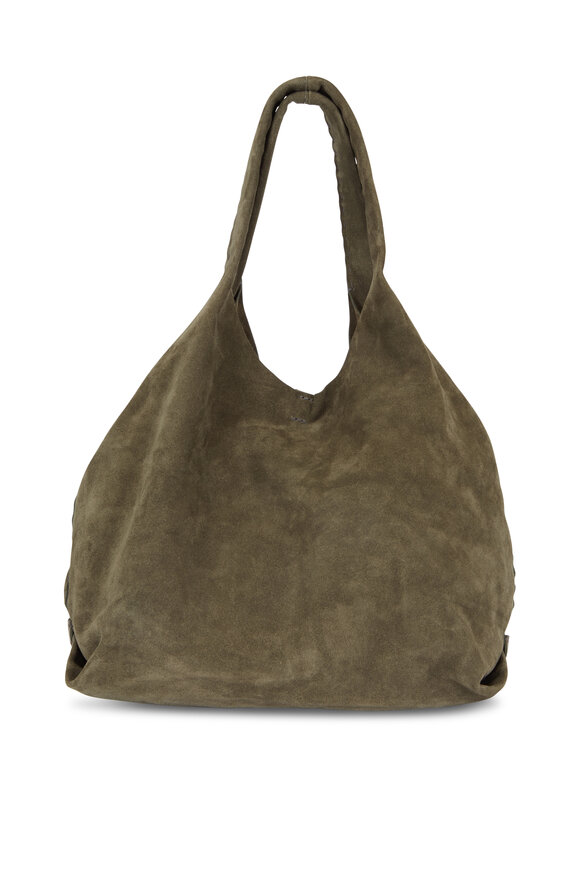 Henry Beguelin - Olive Green Suede Studded Belt Detail Hobo Bag