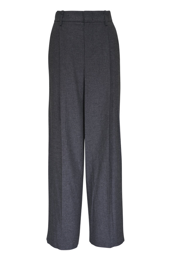 Vince Gray Microcheck High Rise Wide Leg Pant