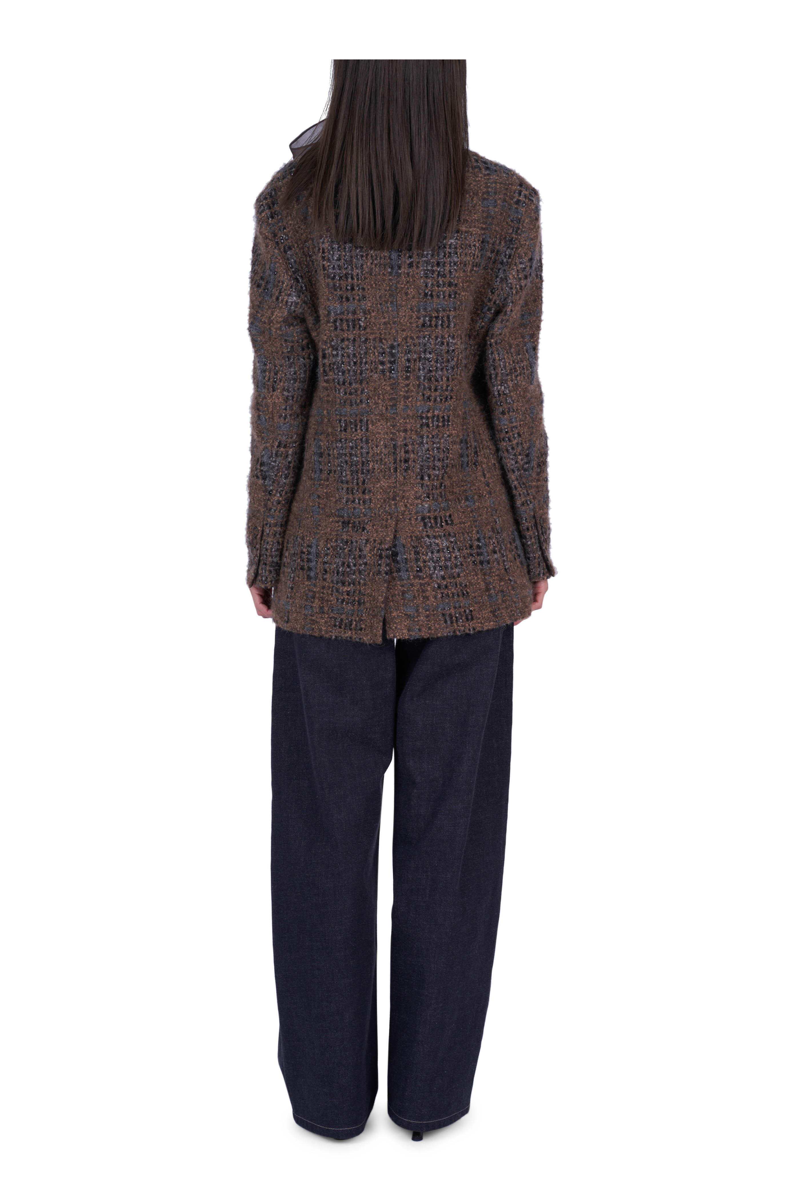 Brunello Cucinelli - Chocolate Price Of Wales Embroidered Knit Blazer