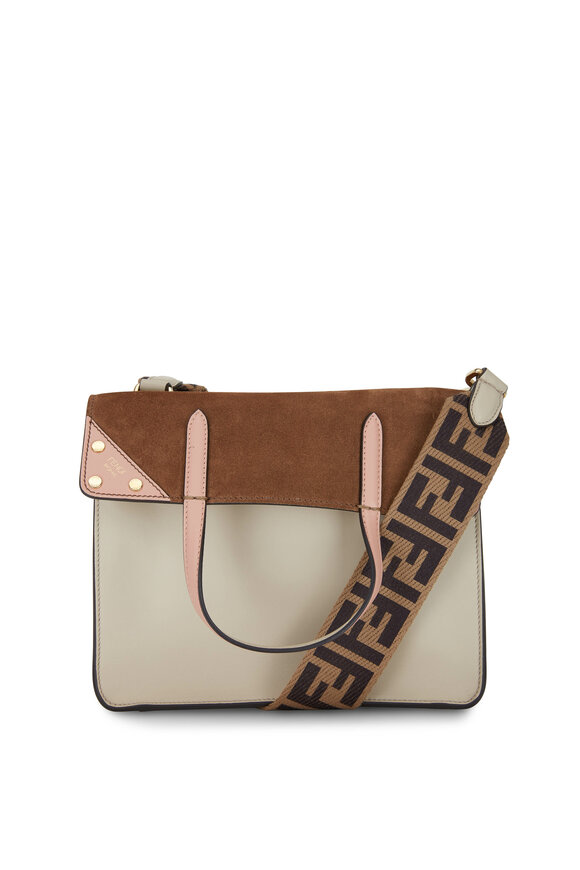 Fendi - Flip Brown Suede & Tan Leather Small Bag