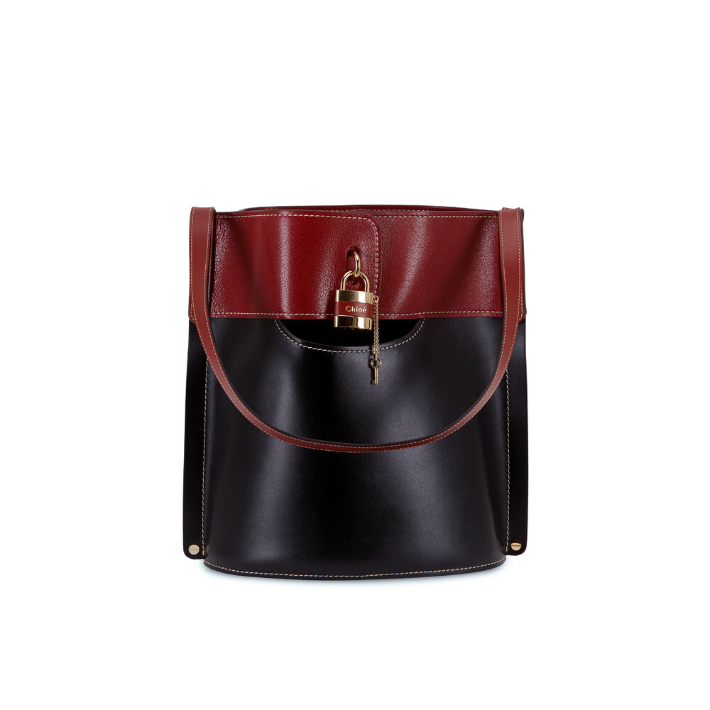 Chloé - Aby Black Leather Padlock Medium Bucket Bag