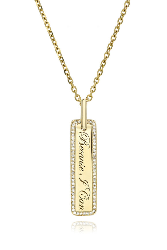Dru 14k Yellow Gold "Baby Because I Can" Tag Necklace - view 1