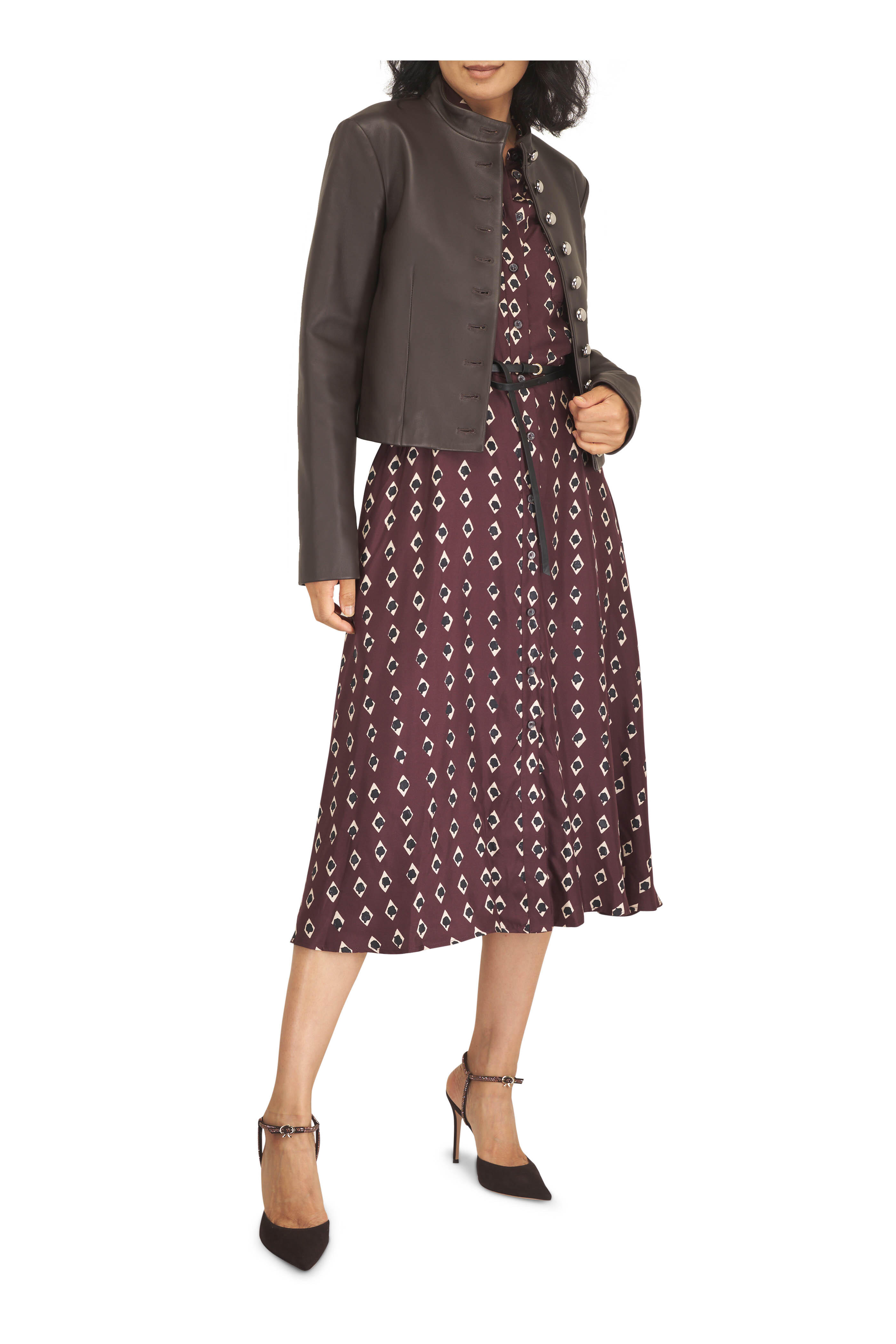 Altuzarra - Kiera Deep Cherry Diamond Silk Dress - view 2