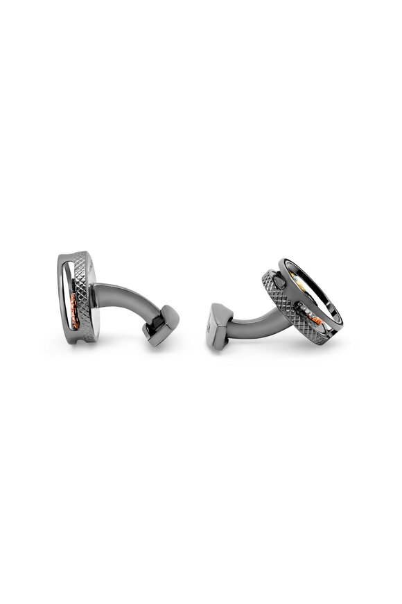 Tateossian - Round Gear Carbon Fibre Cufflinks