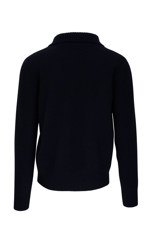 Tom Ford - Navy Wool Blend Quarter Zip Pullover