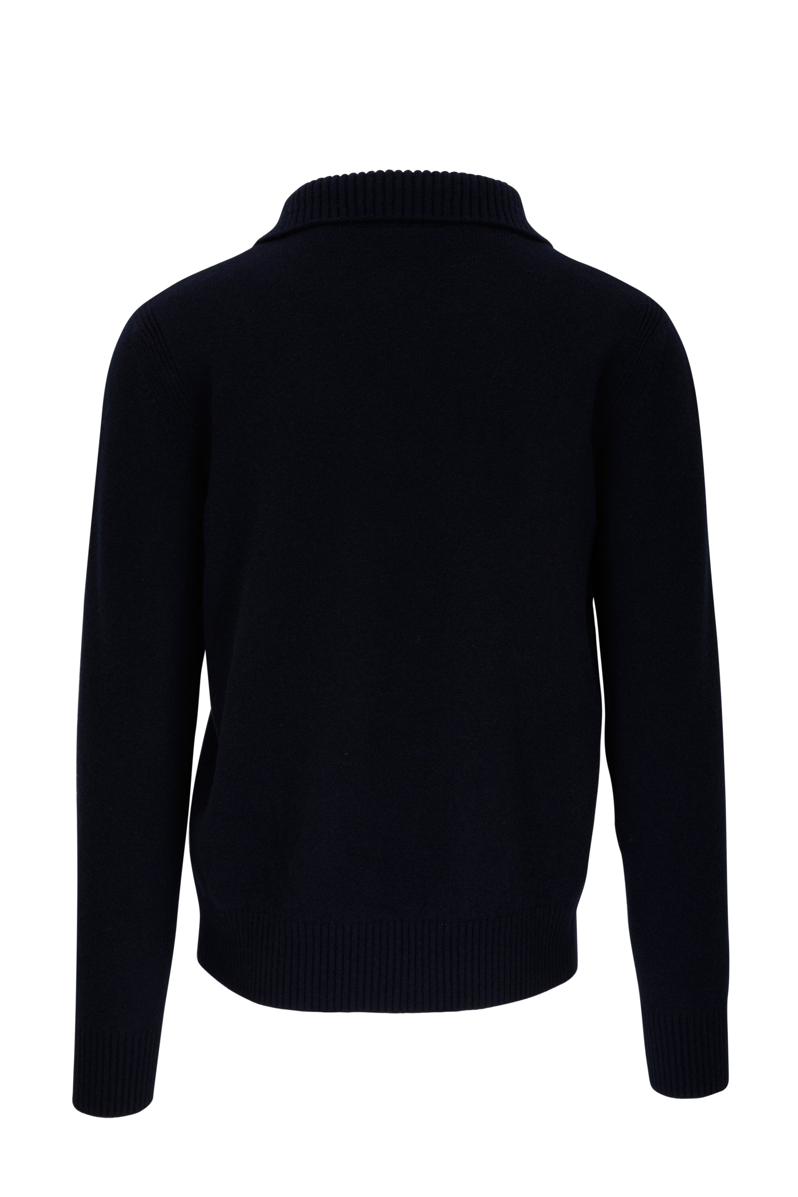 Tom Ford - Navy Wool Blend Quarter Zip Pullover | Mitchell Stores
