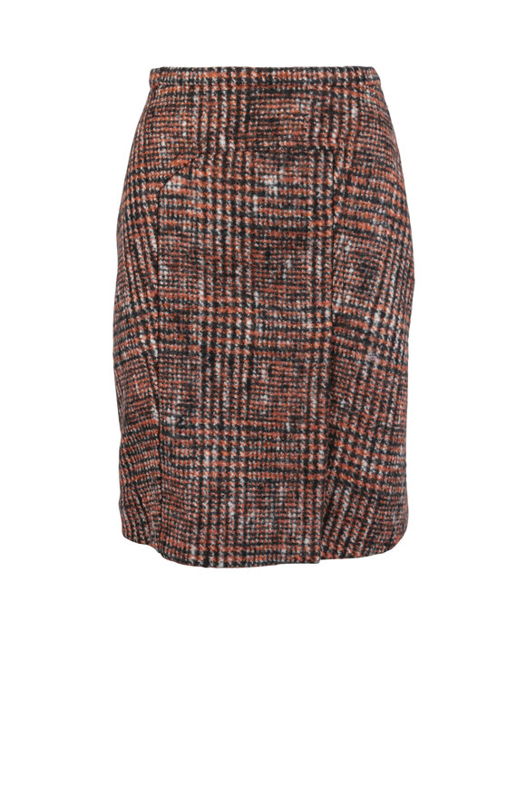 Kiton - Orange Wool & Alpaca Blend Tweed Skirt 