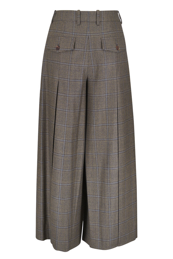 Lafayette 148 New York Carmine Olive Glen Plaid Wool Culotte - view 2