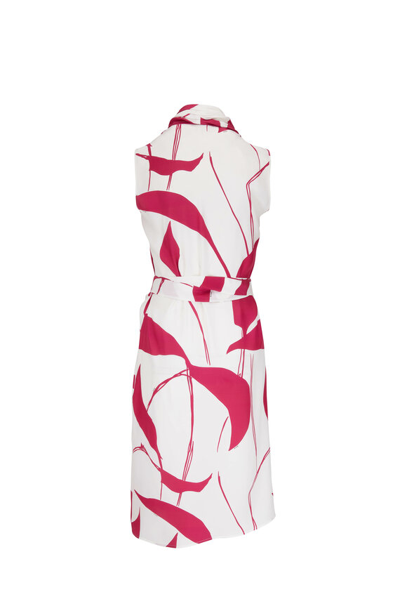 Kiton - Fuschia & White Sleeveless Wrap Dress