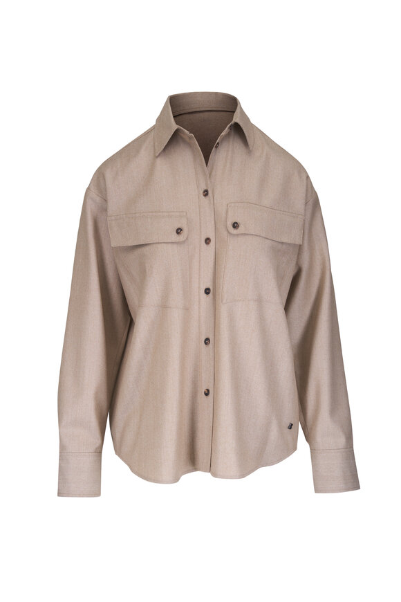 Bogner Robyn Camel Herringbone Wool Blouse - view 1