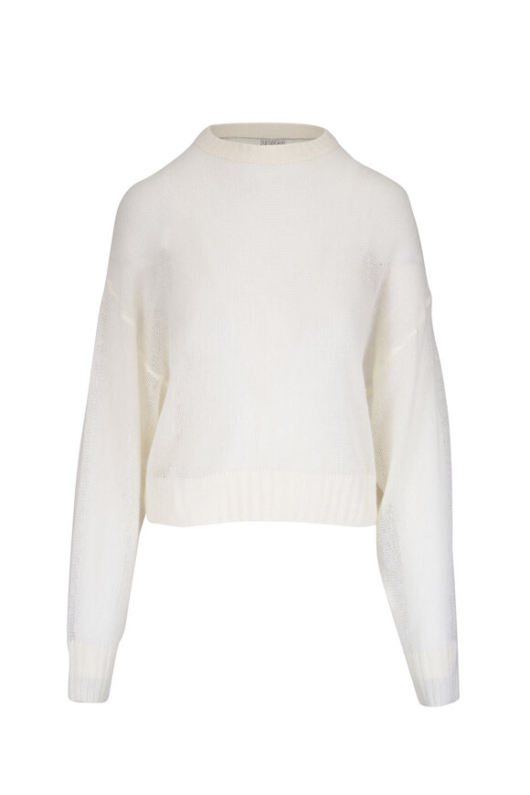 Brunello Cucinelli White Sheer Knit Sweater