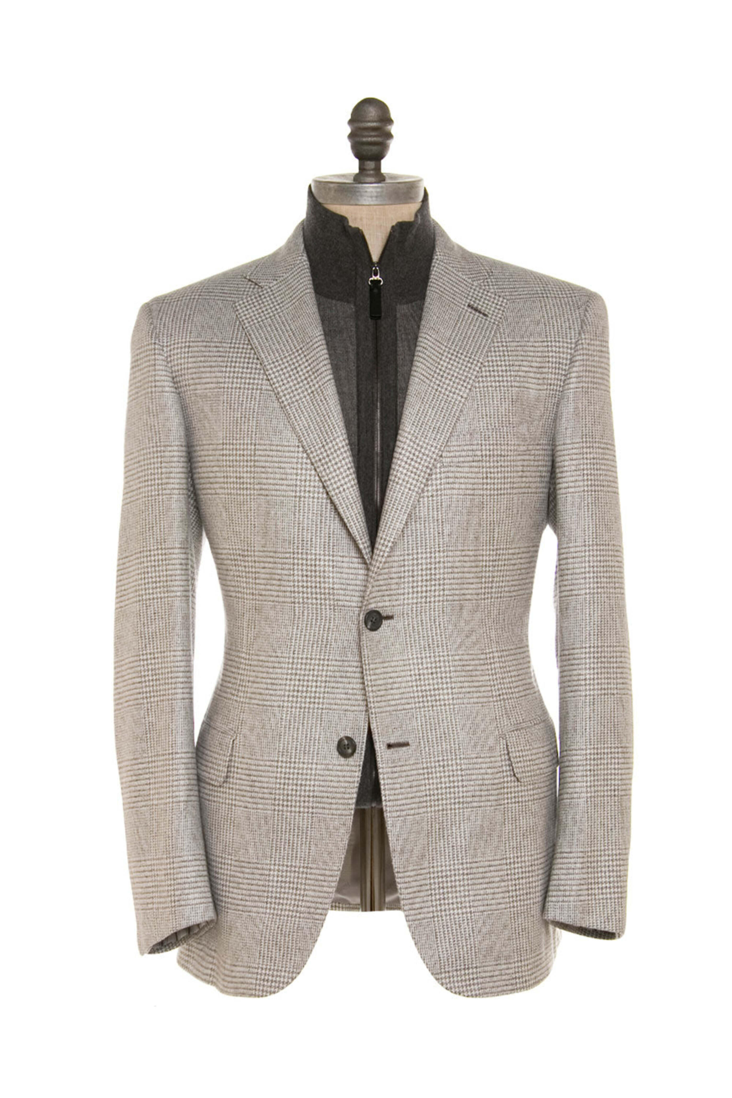 Brioni - Grey and Ivory Glen Plaid Sportcoat