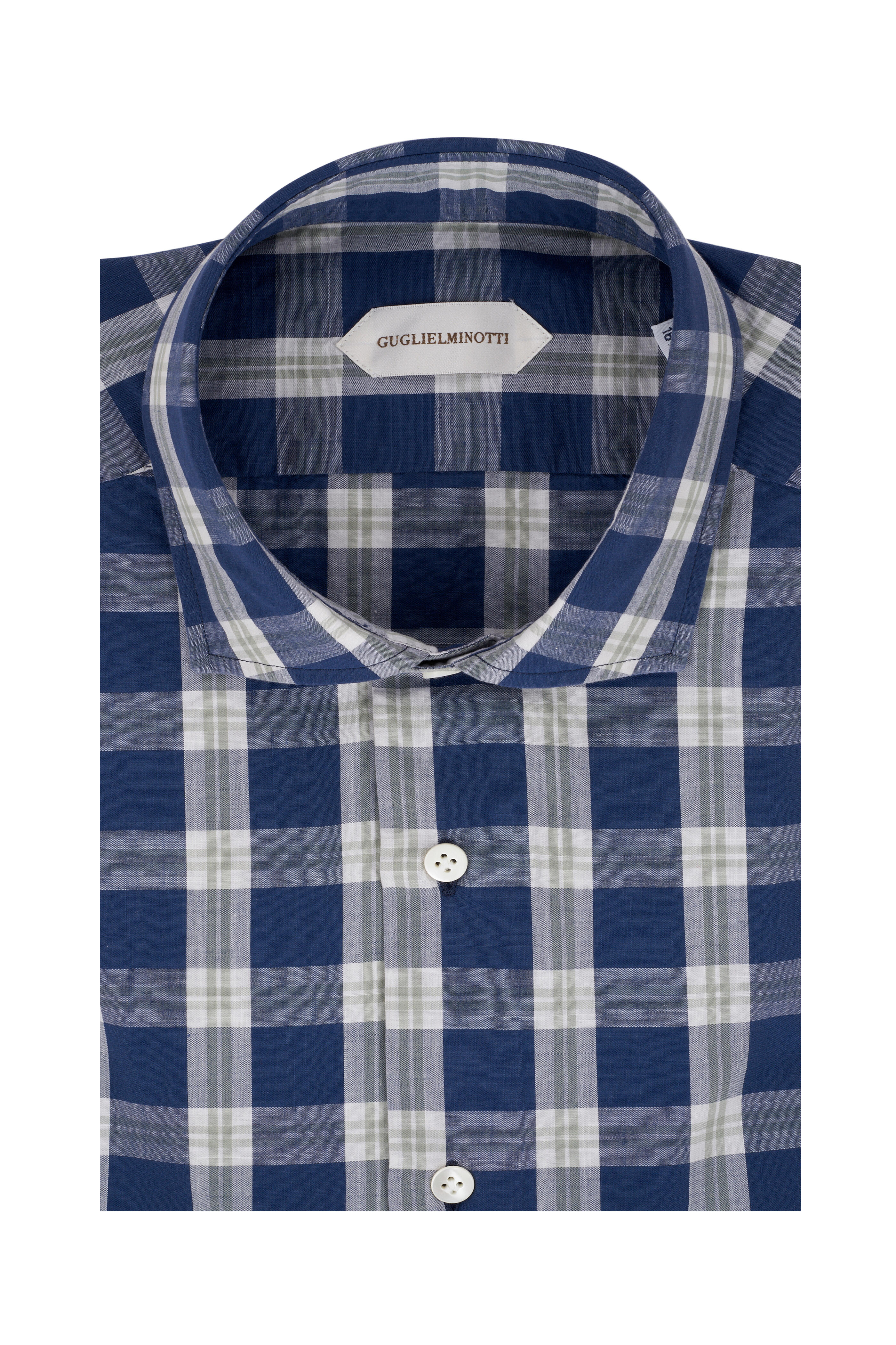 Guglielminotti - Navy & Green Check Dress Shirt